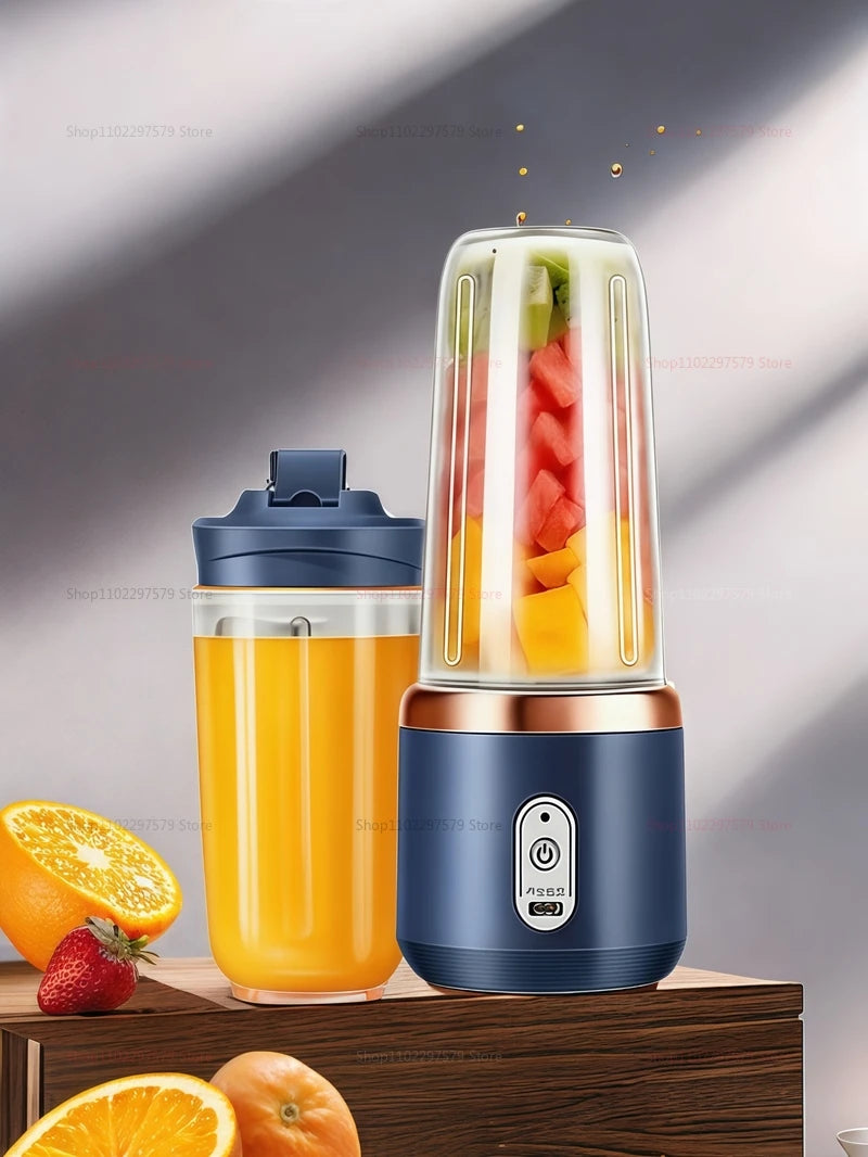 BlendGo™ Multifunction Double Cup Juicer 400ml USB Rechargeable Portable Electric Juicer 6 Blade Fruit Blender for Home Kitchen Tool