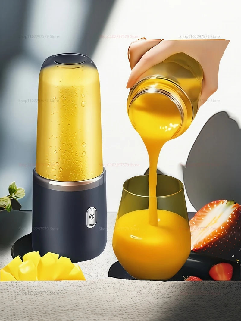 BlendGo™ Multifunction Double Cup Juicer 400ml USB Rechargeable Portable Electric Juicer 6 Blade Fruit Blender for Home Kitchen Tool