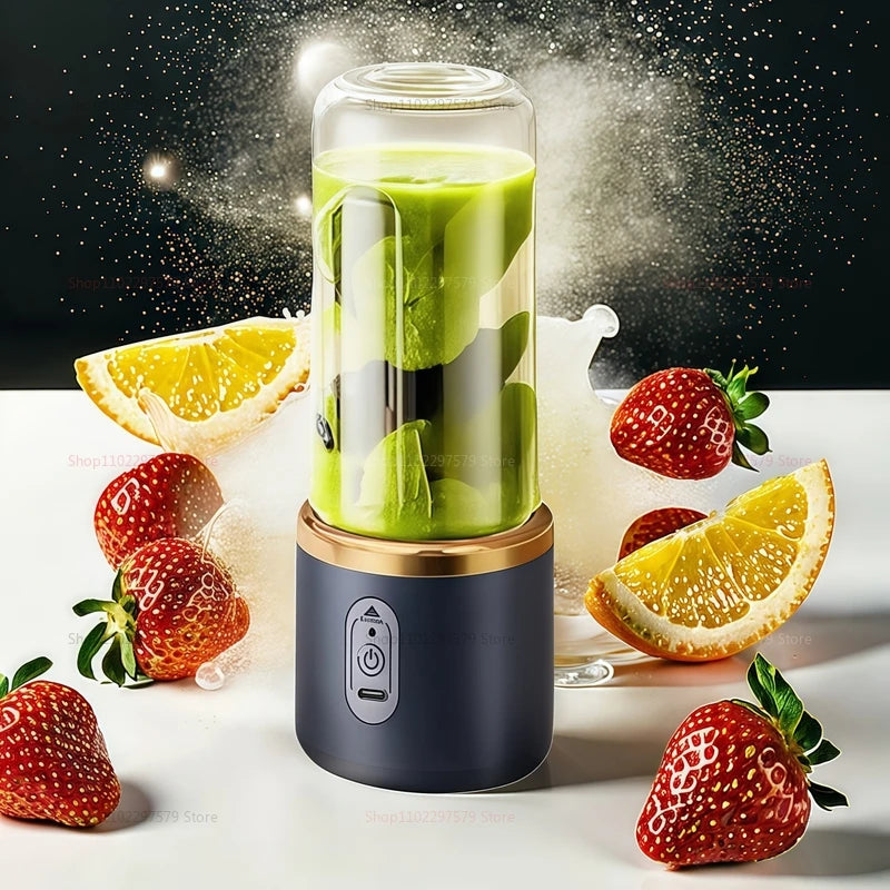 BlendGo™ Multifunction Double Cup Juicer 400ml USB Rechargeable Portable Electric Juicer 6 Blade Fruit Blender for Home Kitchen Tool