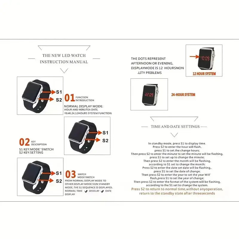 2Pcs/Set Fashion Couple Friends Sports Digital Watch Square Silicone Digital Watch