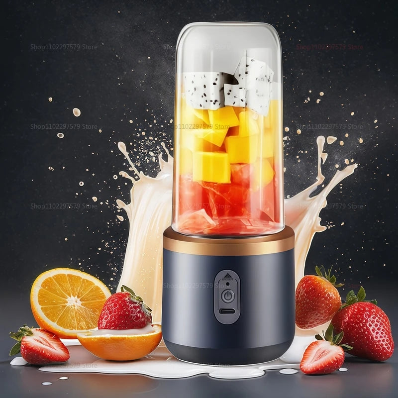 BlendGo™   Multifunction Double Cup Juicer 400ml USB Rechargeable Portable Electric Juicer 6 Blade Fruit Blender for  Home Kitchen Tool