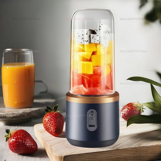 BlendGo™   Multifunction Double Cup Juicer 400ml USB Rechargeable Portable Electric Juicer 6 Blade Fruit Blender for  Home Kitchen Tool